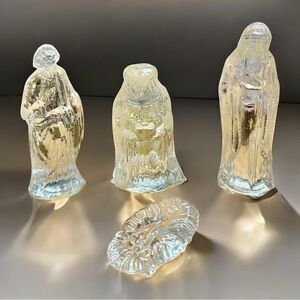Vintage Glass Nativity Christmas Decor Set w Box Incomplete vintage nativity set
